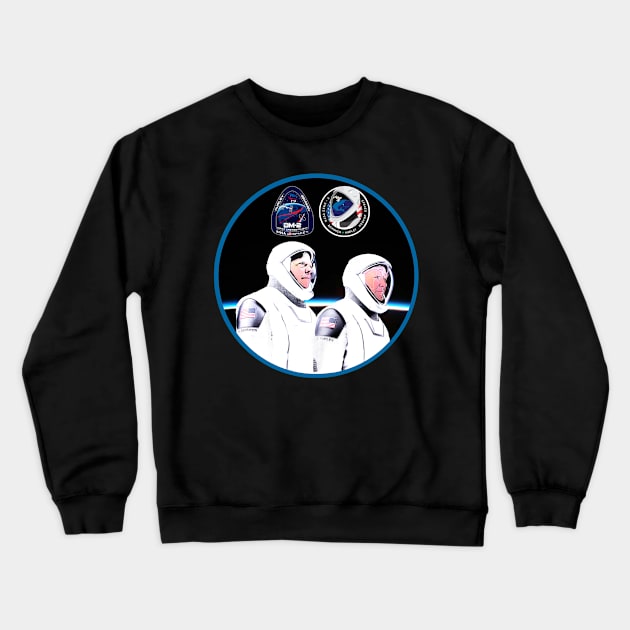 Spacex NASA Demo-2 DM-2 Crew Dragon spacecraft Hurley Behnken Crewneck Sweatshirt by Adaba